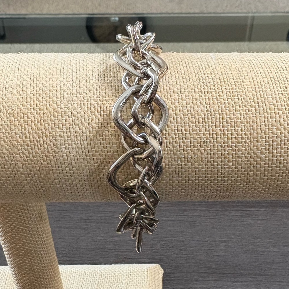 Unique Interlocking Silver Square Bracelet - image 3